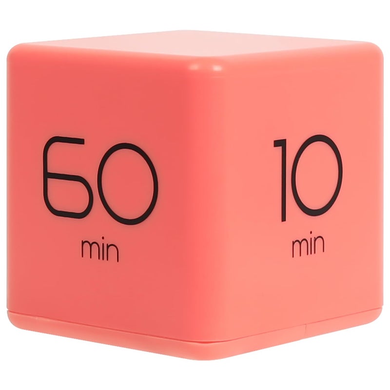mooas Cube Timer (Coral), Timers Cube Flip Block Timers Productivity Gravity Sensor Time Management for Kids ADHD Classroom Kitchen Desk Workout Cooking Study 10, 30, 50, 60 min Timer Setting - Image 1